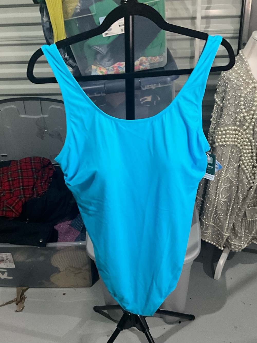 NWT L.L. Bean Bright Aqua Scoop-Neck One-Piece size 20 plus size